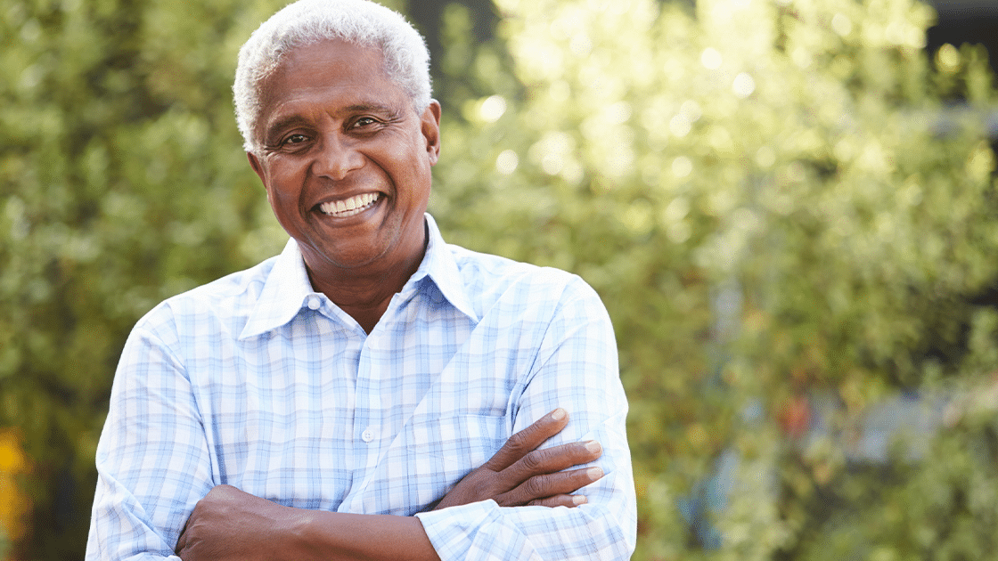 Man Smiling In Blue